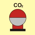 Zamocowana butla gaśnicza umieszczona w zabezp. (CO2) - znak morski - FI082
