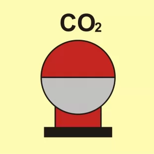 Zamocowana butla gaśnicza umieszczona w zabezp. (CO2) - znak morski - FI082