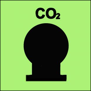 Zamocowana butla gaśnicza umieszczona w zabezp. (CO2) - znak morski - FI082