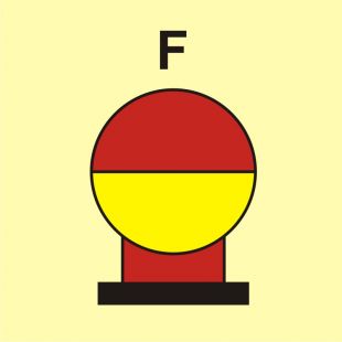 Zamocowana butla gaśnicza umieszczona w zabezp. (F-piana) - znak morski - FI084