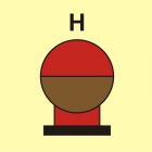 Zamocowana butla gaśnicza umieszczona w zabezp. (H-gaz) - znak morski - FI085