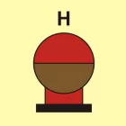 Zamocowana butla gaśnicza umieszczona w zabezp. (H-gaz) - znak morski - FI085