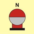 Zamocowana butla gaśnicza umieszczona w zabezp. (N-azot) - znak morski - FI083