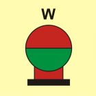 Zamocowana butla gaśnicza umieszczona w zabezp. (W-woda) - znak morski - FI087