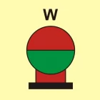 Zamocowana butla gaśnicza umieszczona w zabezp. (W-woda) - znak morski - FI087