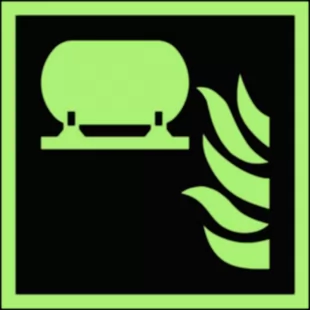Zamocowana instalacja gaśnicza - znak przeciwpożarowy ppoż - BAF012