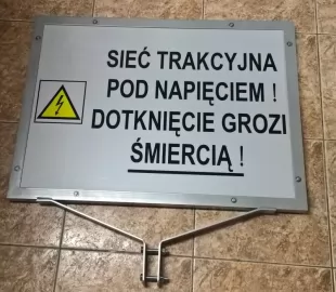 Zamów - Tabliczka elektryczna, energetyczna, ostrzeżenie przed wysokim napięciem - blacha emaliowana - wg projektu, na zamówienie