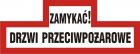 Zamykać drzwi przeciwpożarowe - znak przeciwpożarowy ppoż - BC100