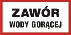 Zawór wody gorącej - znak informacyjny - PB113