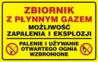 Zbiornik z płynnym gazem -  możliwość zapalenia i eksplozji - tabliczka gazowa - JD020