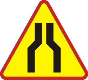 Znak A-12a Zwężenie jezdni dwustronne - drogowy ostrzegawczy