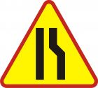 Znak A-12b Zwężenie jezdni prawostronne - drogowy ostrzegawczy