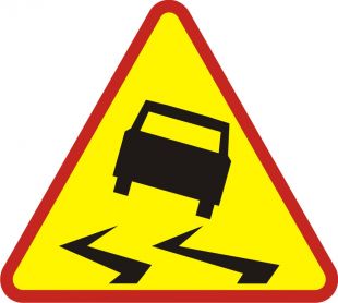 Znak A-15 Śliska jezdnia - drogowy ostrzegawczy