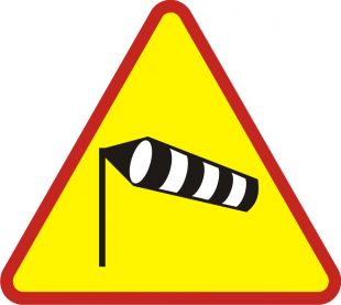 Znak A-19 Boczny wiatr - drogowy ostrzegawczy
