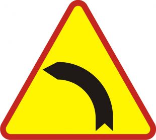 Znak A-2 Niebezpieczny zakręt w lewo - drogowy ostrzegawczy