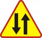 Znak A-20 Odcinek jezdni o ruchu dwukierunkowym - drogowy ostrzegawczy