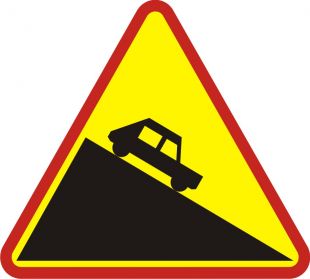 Znak A-22 Niebezpieczny zjazd - drogowy ostrzegawczy
