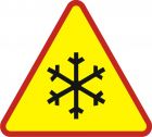 Znak A-32 Oszronienie jezdni - drogowy ostrzegawczy