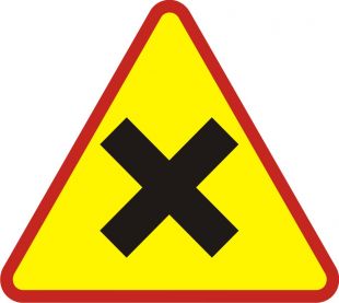 Znak A-5 Skrzyżowanie dróg - drogowy ostrzegawczy