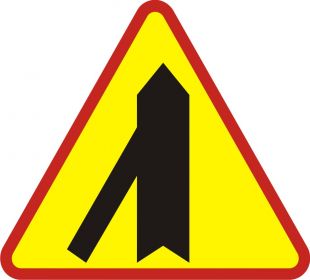 Znak A-6e Wlot drogi jednokierunkowej z lewej strony - drogowy ostrzegawczy