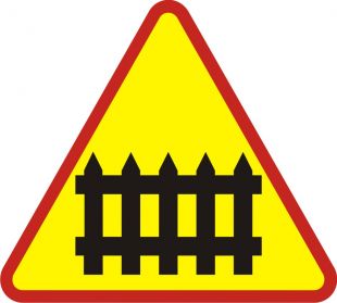 Znak A-9 Przejazd kolejowy z zaporami - drogowy ostrzegawczy