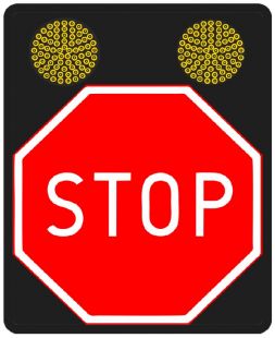 Znak aktywny drogowy B-20 STOP! - pulsator LED
