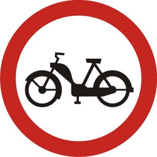Znak B-10 Zakaz wjazdu motorowerów - drogowy zakazu