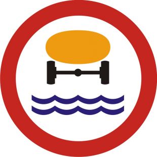 Znak B-14 Zakaz wjazdu pojazdów z towarami, które mogą skazić wodę - drogowy zakazu