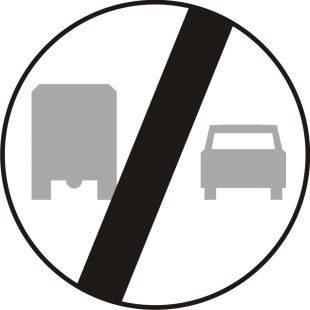 Znak B-28 Koniec zakazu wyprzedzania przez samochody ciężarowe - drogowy zakazu