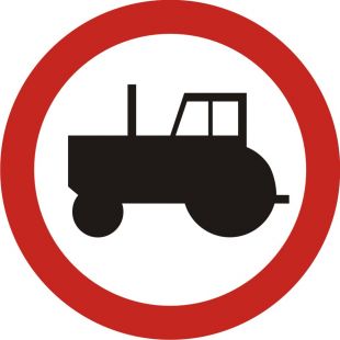 Znak B-6 Zakaz wjazdu ciągników rolniczych - drogowy zakazu