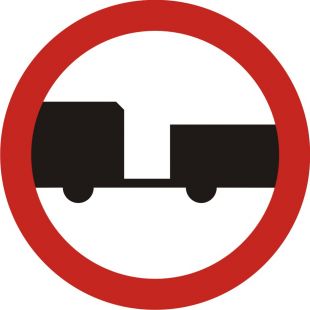 Znak B-7 Zakaz wjazdu pojazdów silnikowych z przyczepą - drogowy zakazu