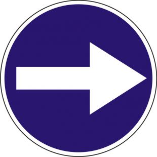 Znak C-1 Nakaz jazdy w prawo przed znakiem - drogowy nakazu