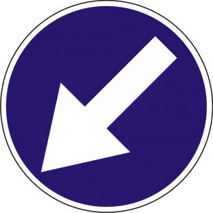 Znak C-10 Nakaz jazdy z lewej strony znaku - drogowy nakazu