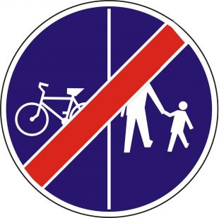 Znak C-13a/16a - pionowo - Koniec ruchu rowerów i pieszych - drogowy nakazu