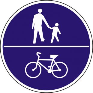 Znak C-16/13 - poziomo - Znak wskazujący ruch pieszych i rowerów na tej samej drodze - drogowy nakazu