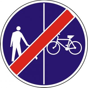 Znak C-16a/13a - pionowo - Koniec ruchu pieszych i rowerzystów - drogowy nakazu