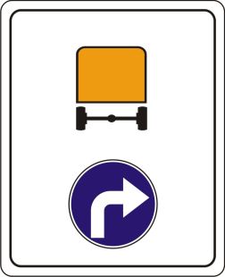 Znak C-17 Nakazany kierunek jazdy dla pojazdów z materiałami niebezpiecznymi - drogowy nakazu