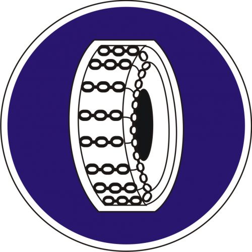 Znak C-18 Nakaz używania łańcuchów przeciwpoślizgowych - drogowy nakazu - Znak ze śnieżynką i „zimowe” znaki drogowe – jakie i które z nich się stosuje?