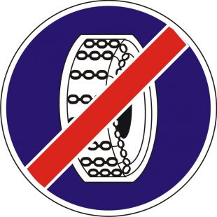 Znak C-19 Koniec nakazu używania łańcuchów przeciwpoślizgowych - drogowy nakazu