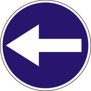 Znak C-3 Nakaz jazdy w lewo przed znakiem - drogowy nakazu