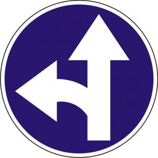 Znak C-7 Nakaz jazdy prosto lub w lewo - drogowy nakazu