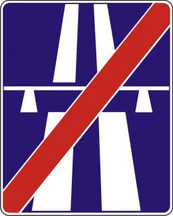 Znak D-10 Koniec autostrady - drogowy informacyjny