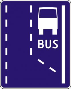 Znak D-11 Początek pasa ruchu dla autobusów buspas - drogowy informacyjny