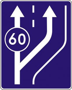 Znak D-13 Początek pasa ruchu powolnego - drogowy informacyjny