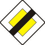 Znak D-2 Koniec drogi z pierwszeństwem - drogowy informacyjny - Oznakowanie drogi z pierwszeństwem
