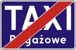 Znak D-20a Koniec postoju taxi taksówek bagażowych - drogowy informacyjny