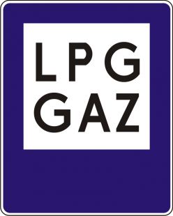 Znak D-23a Stacja paliwowa benzynowa tylko z gazem do napędu pojazdów LPG GAZ