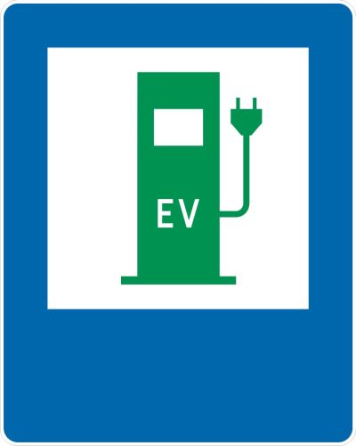 Znak D-23c Samodzielny punkt ładowania pojazdów elektrycznych - drogowy informacyjny - Znaki stacji paliw i punktów ładowania – znaki informacyjne D-23, D-23a, D-23b, D-23c