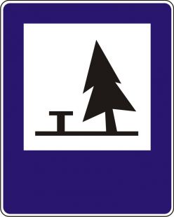 Znak D-32 Pole biwakowe - drogowy informacyjny