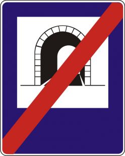 Znak D-38 Koniec tunelu - drogowy informacyjny